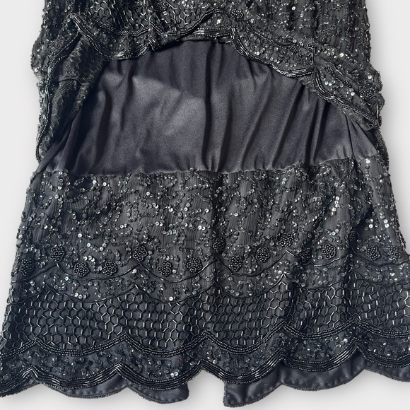 Vintage 80s Brilliante by J.A. Silk Beaded Shift Dress Black – Size 6 - Picture 6 of 14